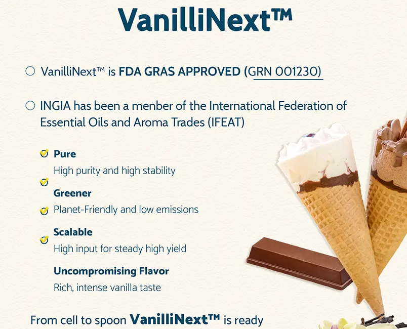 VanilliNext™ は FDA GRAS の承認を受け、IFEAT に参加しています